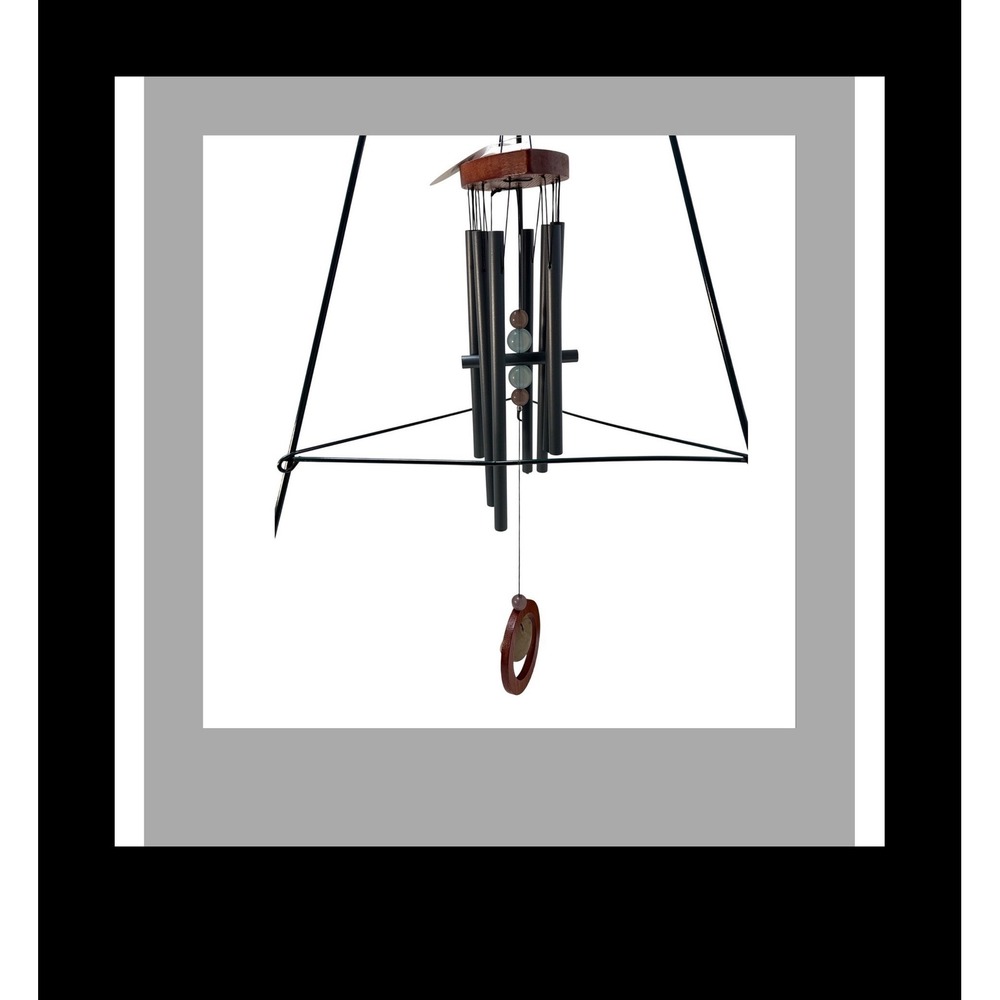 Sunset Vista Designs Peace Stone Chime 28" Grey Metal Wood Wind Chime 93268 NEW